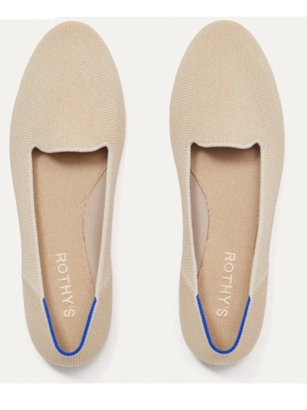 Rothy’s The Lounge Loafer Sandstone Beige Knit Flats Size 8 1/2 NWOT